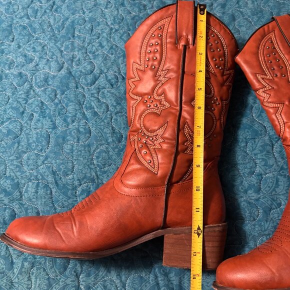 JustFab Brown/Orange Western Girl Boots Size 10 - Picture 2 of 8